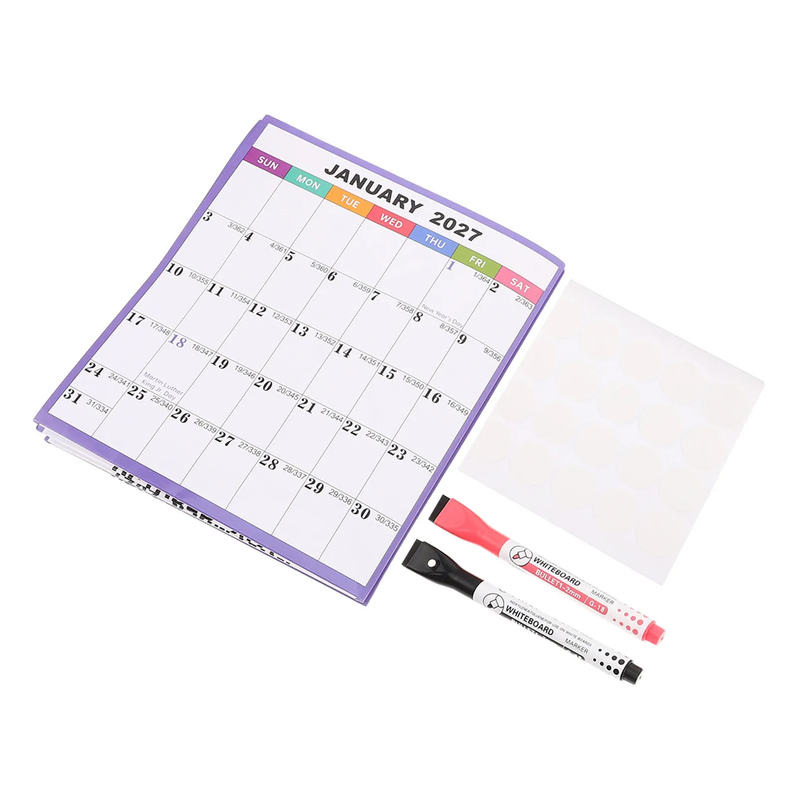 1Set 2027 Dry Erase Wall Calendar Laminated Extra Large 35x23 Double Side Reversible Year Planner Marking Stickers