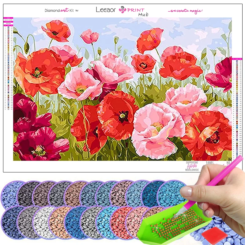 Flower Landscape Diamond Painting Color Oil Painting Full Rhinestone Diamond Mosaic Cross Stitch Kit Home Wall Handmade Decor