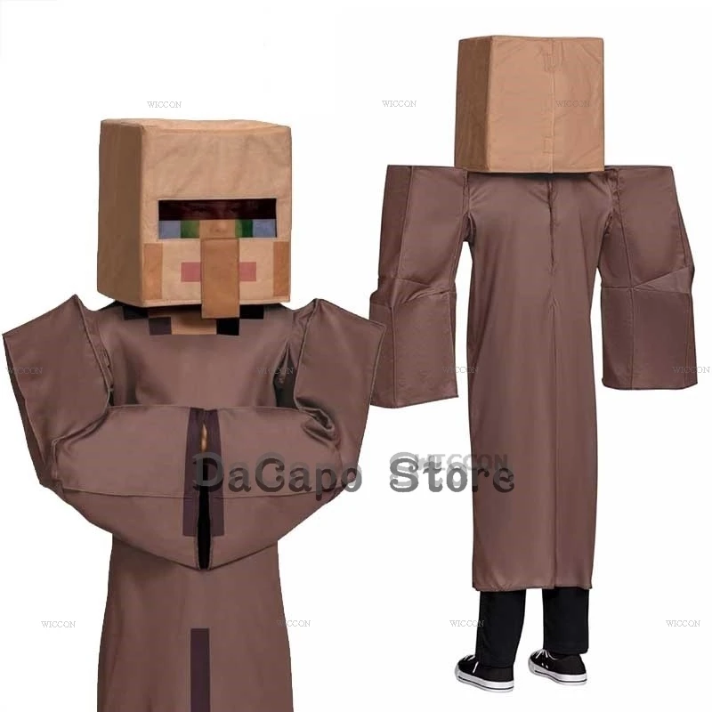 Mine NPC Villager Cosplay Costume para homens e mulheres, terno engraçado, uniformes artesanais, roupas, roupas, festa de Halloween