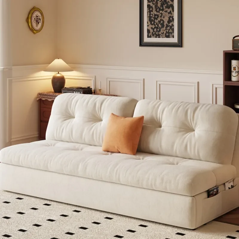 French retro cream wind folding sofa bed dual-purpose household small apartment 2025 new multi-functional fabric sofa