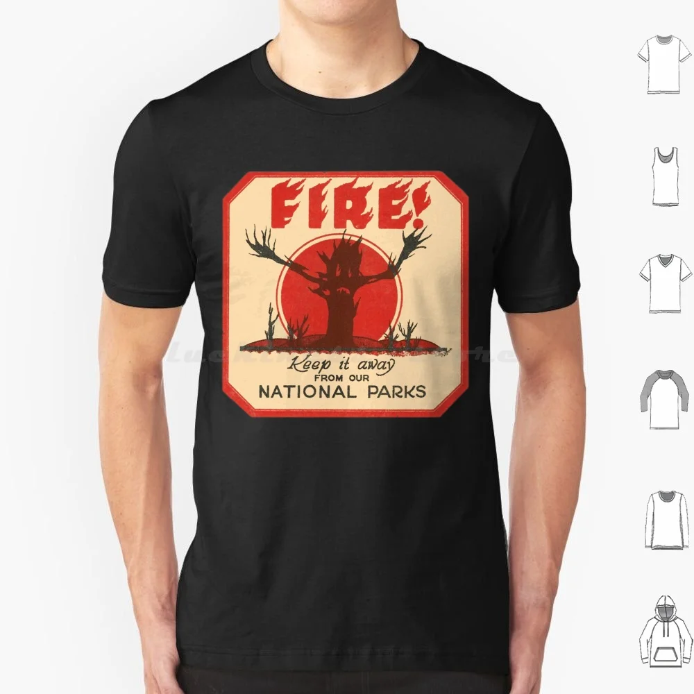 إبقاء النار خارج الحدائق الوطنية خمر تي شيرت القطن الرجال النساء DIY بها بنفسك طباعة إبقاء النار خارج الحدائق الوطنية خمر #1