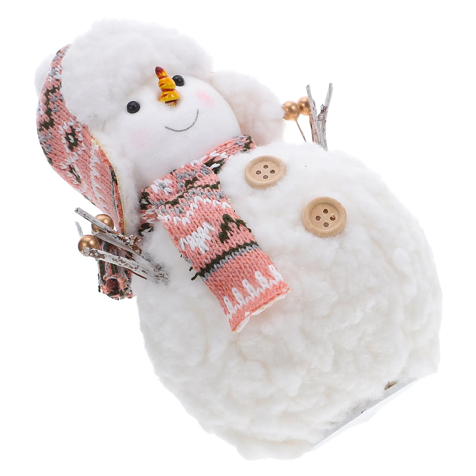 Snowman Ornament Christmas Decor 18cm Soft Winter Holiday Tabletop Figure for Home Shelf Rustic Indoor Decoration