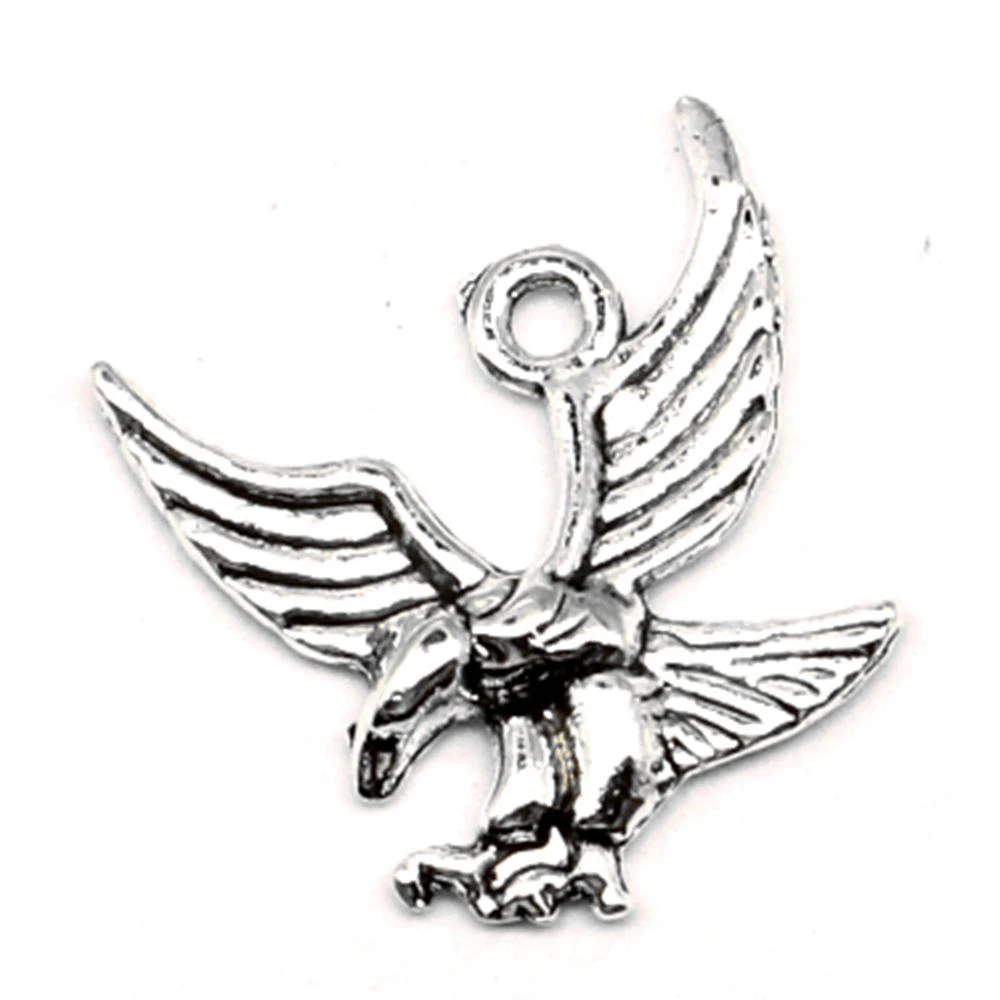 Eagle Charms Pendants For Jewelry Home Decor Crafts Supplies For Jewelry 17x18mm 20pcs Antique Silver Color