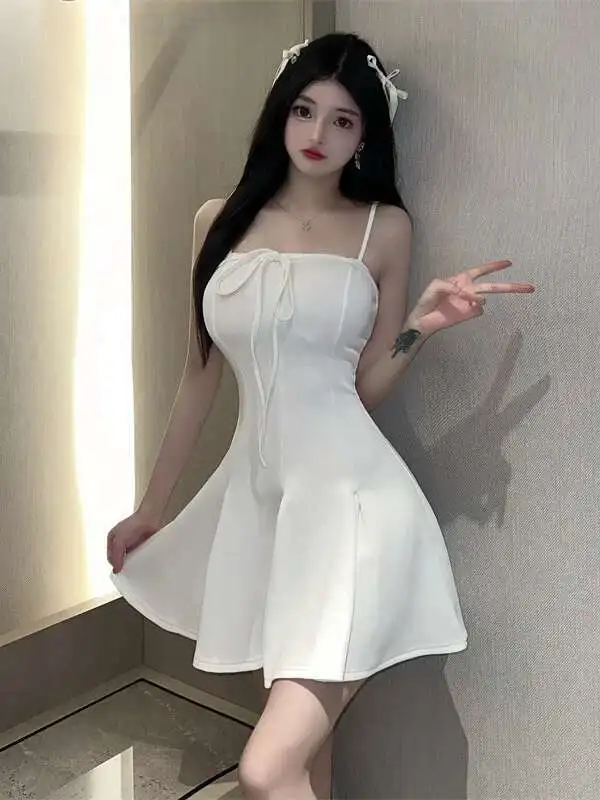 WOMENGAGA 2023 Sexy Francese Chic Ruffle A-line Mini Abito Corto Dolce Moda Donna Coreana Top Abito di Nicchia Elegante V8WA