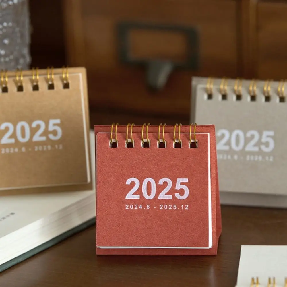 2025 Thick Paper Desk Calendar Office School Supplies Simple Mini Calendar Knickknacks Home Decoration Daily Planner