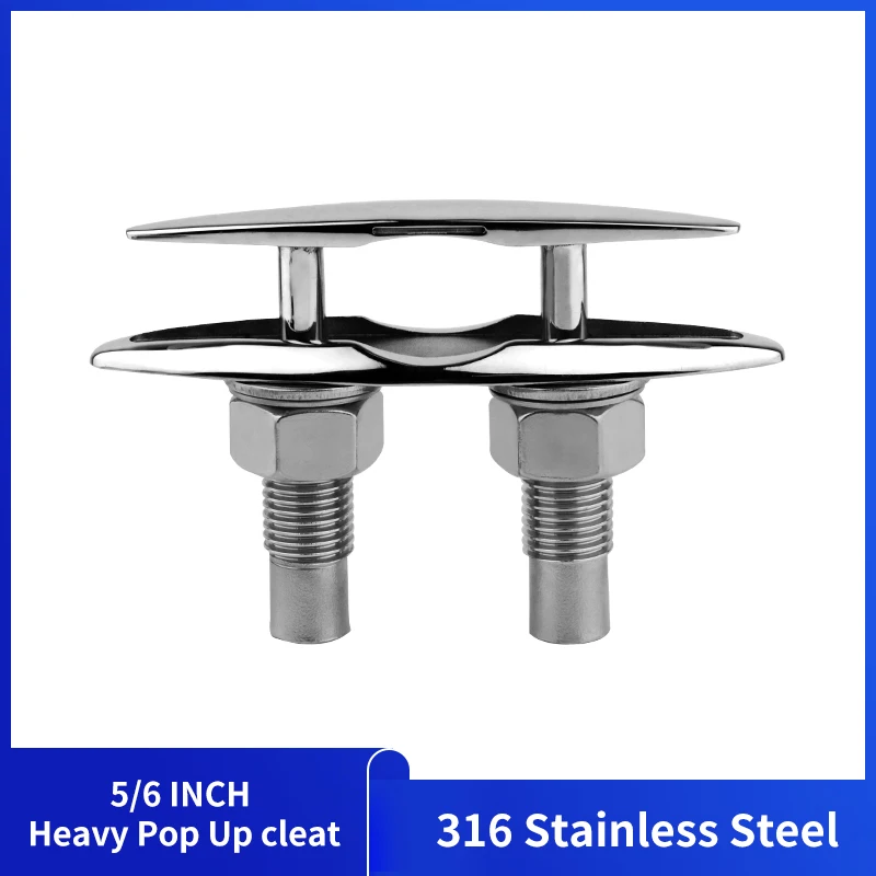 316 Stainless Steel 5/6 inch Heavy Pop Up Cleat Boat Accessories Save Space Mooring Dock Neat Cleat Marine Boat Yacht Bollard