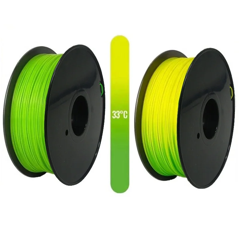 3D Printer PLA 1.75mm Filament Color Change with Temperature 31-45 Degrees Dark Green to Red to Yellow 3D Printing Material