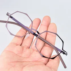 Germany Screwless Blue Purple Glasses Frame Ultralight 7g for Mens Women Polygon Eyeglasses Spectacle Eyewear Gafas No Fading