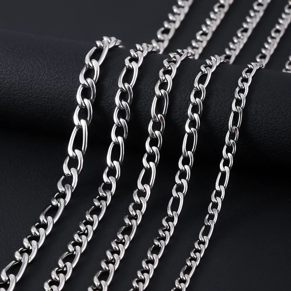 

HNSP 316L Stainless Steel Figaro Chain For Men 5MM/7MM/9MM Link Chains Male Necklace Accessories
