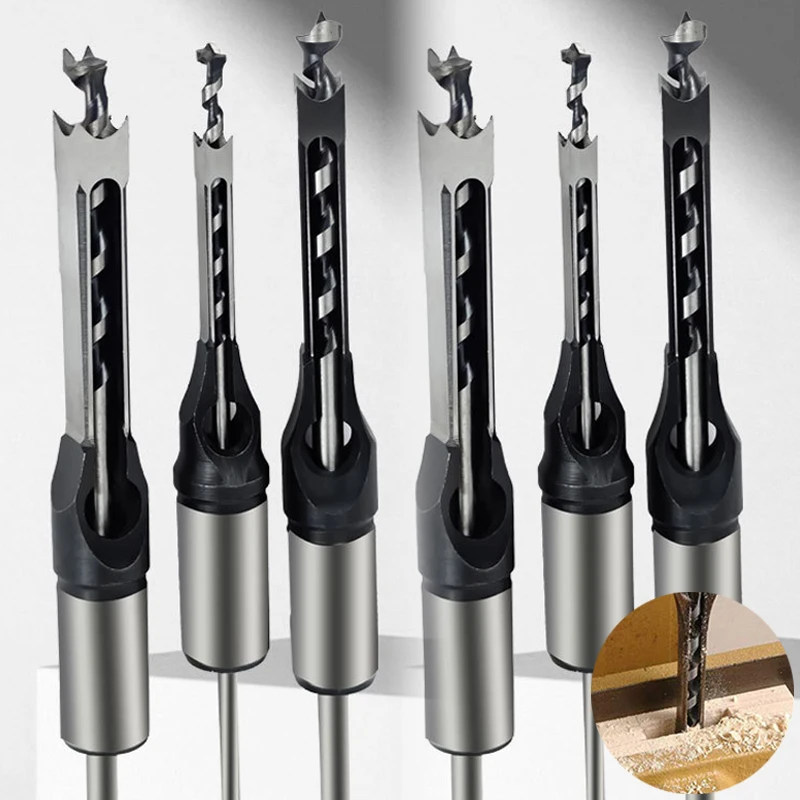 

2 in 1 Square Hole Twist Drilling Bits Woodworking Saw Hole Opener Tools High Speed Steel Drill Wood Spiral Mortising Chisel Bit