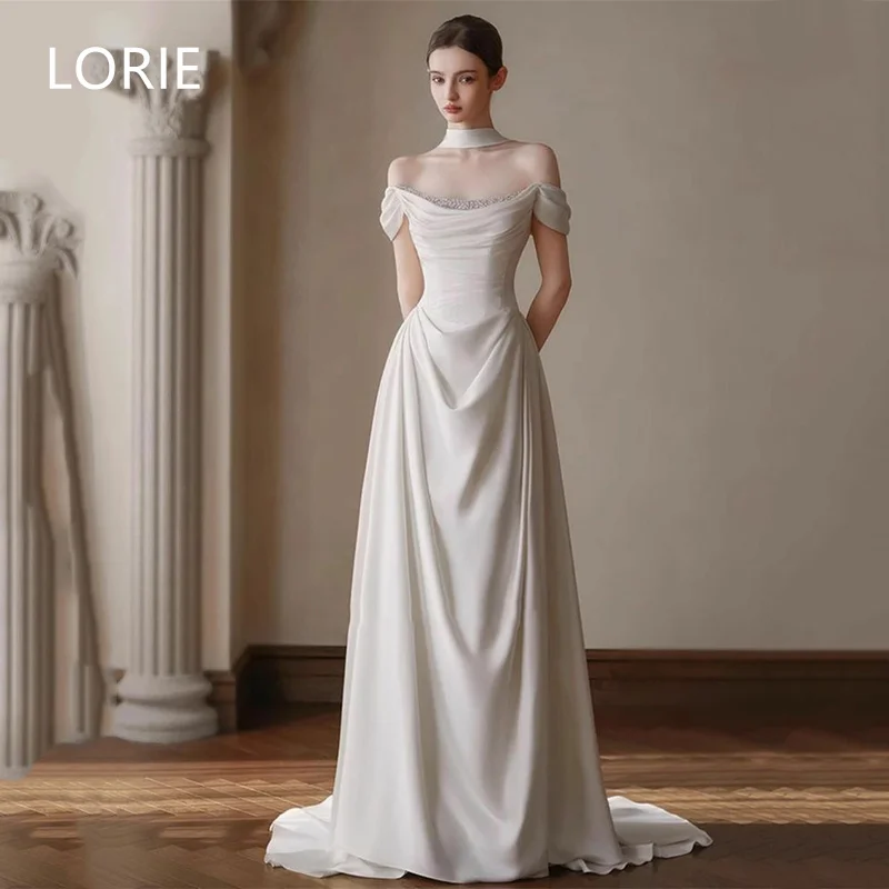 

LORIE Off Shoulder Sexy A-line Elegant Wedding Dresses Sleeveless Bridal Gown Backless Wedding Gowns Customized 2025