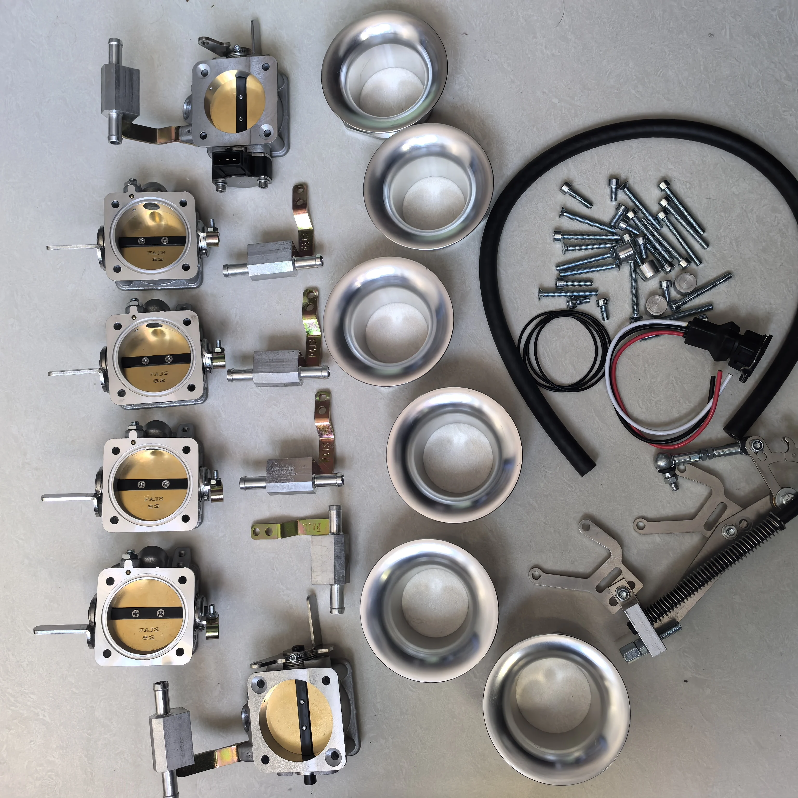Six FAJS TZ7S OBX THROTTLE BODY  40/42/45/48/50 mm with Tps air Horn Linkage Height Is 30MM,Please Note the Size After Purchase