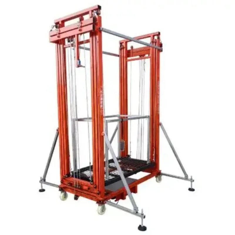 ลิฟท์นั่งร้านแบบพับได้ พกพาสะดวก แท่นยกเคลื่อนที่ รับน้ำหนักมาก ป้องกันการลื่น ปรับระดับได้ เหมาะสำหรับงานซ่อมบำรุงบ้าน