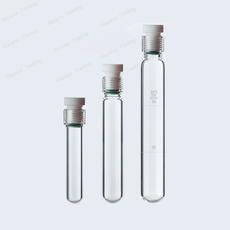 

1pcs Screw Glass Pressure Flask with Tetrafluoro-Threaded Plug，Total Phosphorus Total Nitrogen Screw Colorimetric Tube 10-100ml