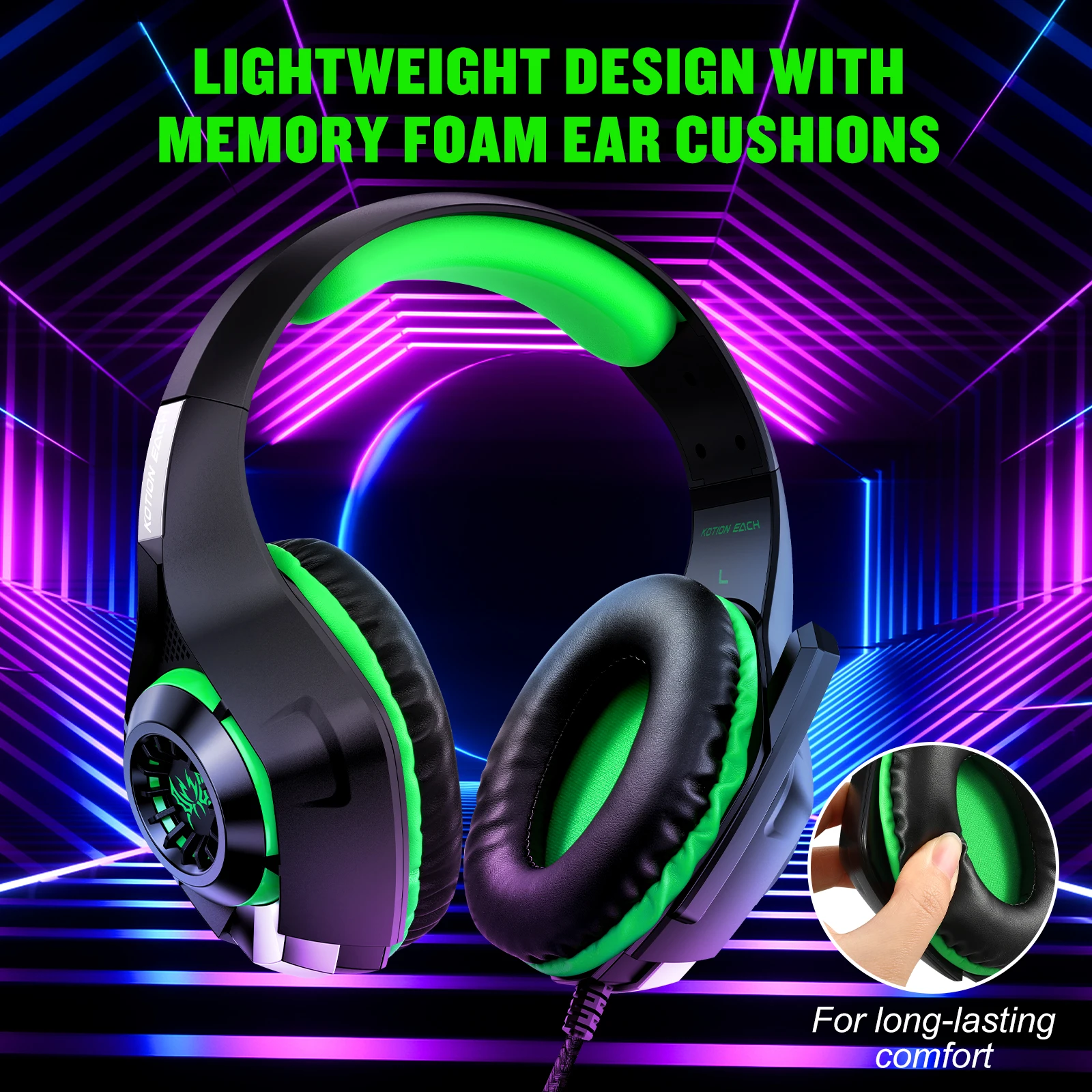 Cuffie da gioco stereo Gs400 cablate con microfono Luce a LED con cancellazione del rumore per Ps5 Ps4 Pc Xbox One Switch