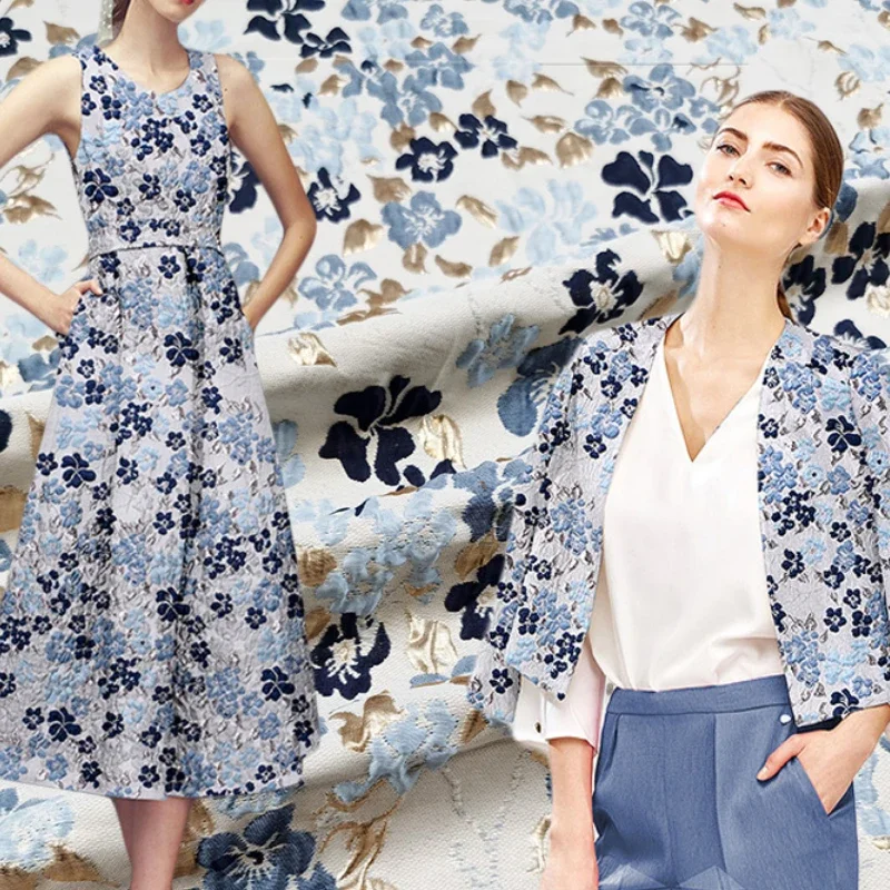 

French Style Brocade Jacquard Fabric Metalic for Clothes Embossed Dress Suit Fashion Clothing Sew Material by the Meter