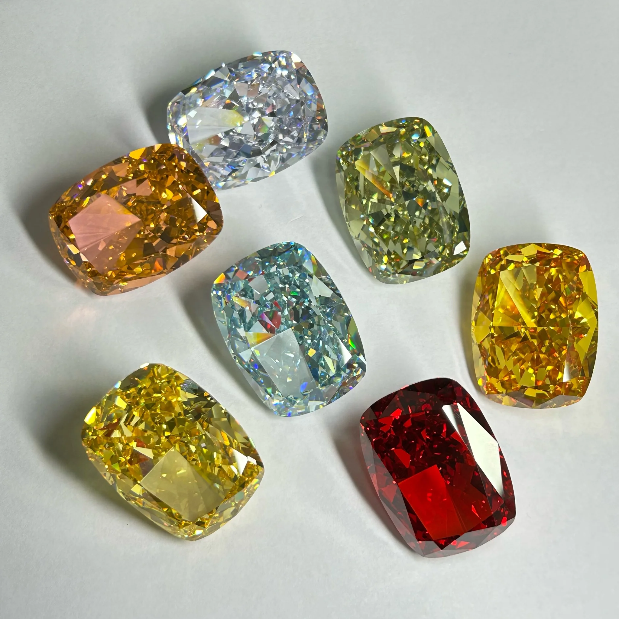 

CZ Stone 30x40mm About 370 Carats Fancy Yellow Red Zircon Elongated Cushion Cut Cubic Zirconia Gemstones