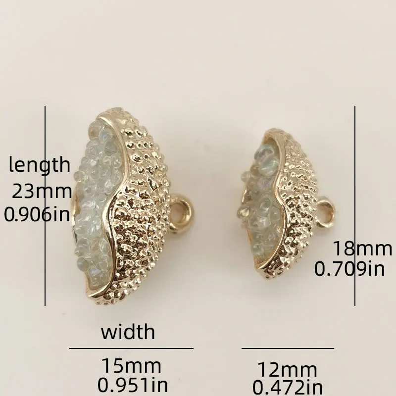 Transparente Perlen verschönern unregelmäßige Metallknöpfe für Mäntel, Hemden, Nähzubehör, Nähknöpfe, DIY-Handwerk, 18/23 mm, 6 Stück – Detail 1