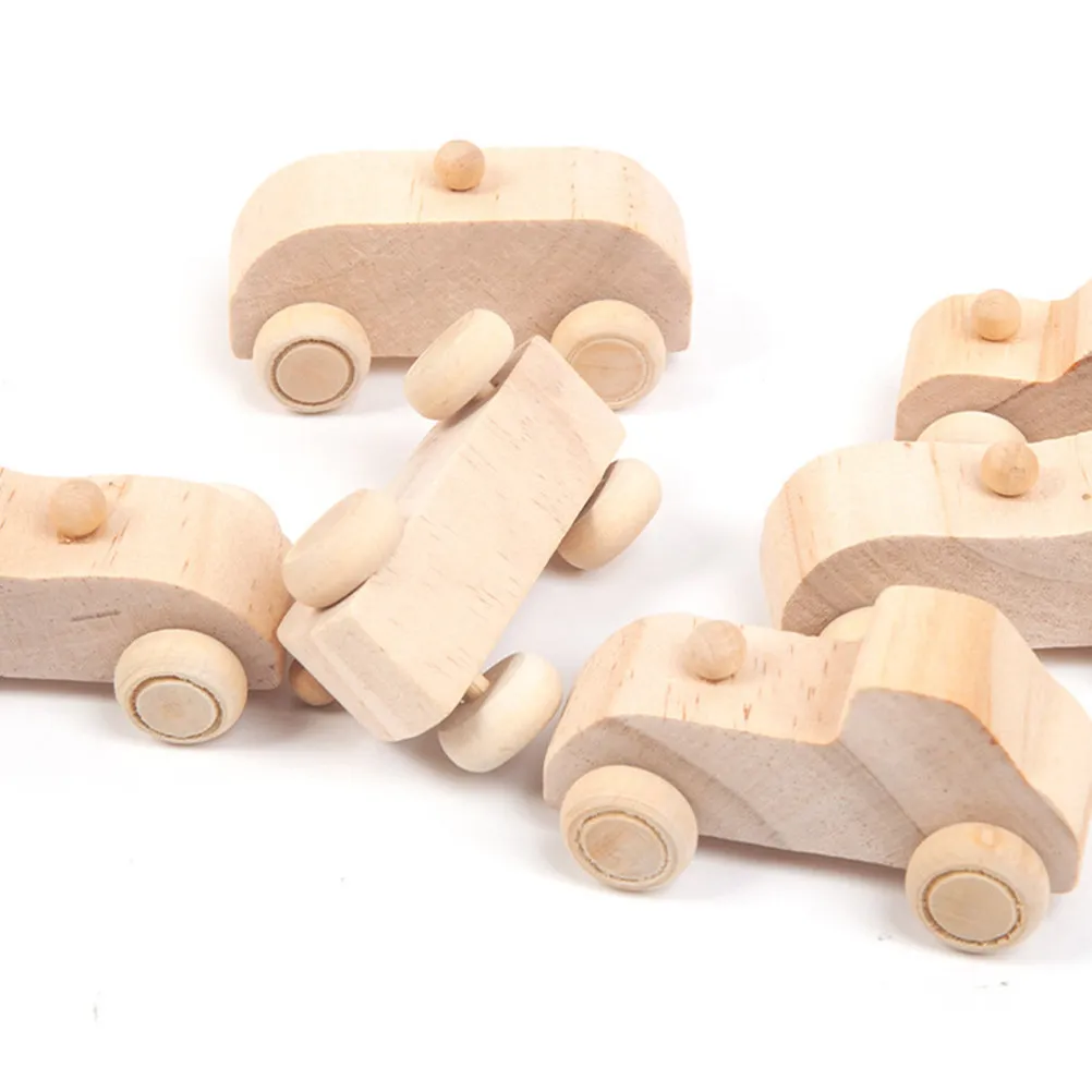 

6Pcs Doodle Wooden Car Kids Unfinished Painting Craft Activity Educational DIY Game Set for Children Creative Development