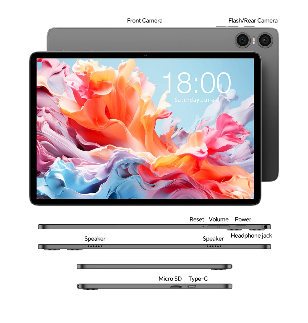 Teclast P30T 10.1 Inch IPS TDDI Tablet Android 14 4GB RAM 128GB ROM 1280X800 A523 Octa Core Dual Cameras 6000mAh 5MP Wifi 6