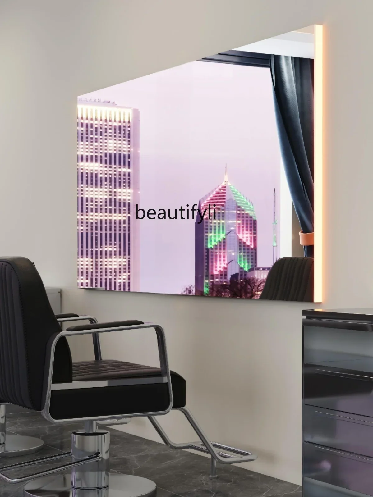 X188 LHair صالون خلع الملابس صالون حلاقة تشيس مرآة ممر الشعر مرآة أفقية الحائط قطع الشعر مرآة