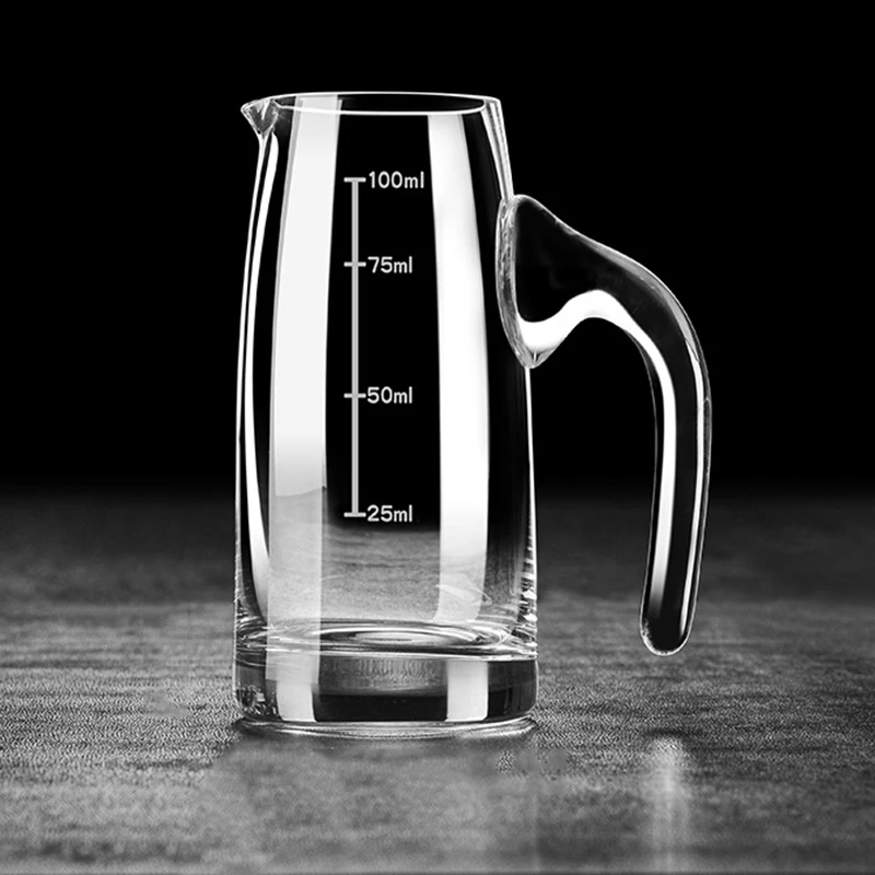 Dispensador de whisky europeo de 4oz, olla de cristal Baijiu con mango, escala transparente, 100ml, vasos para beber cóctel y Vodka para el hogar