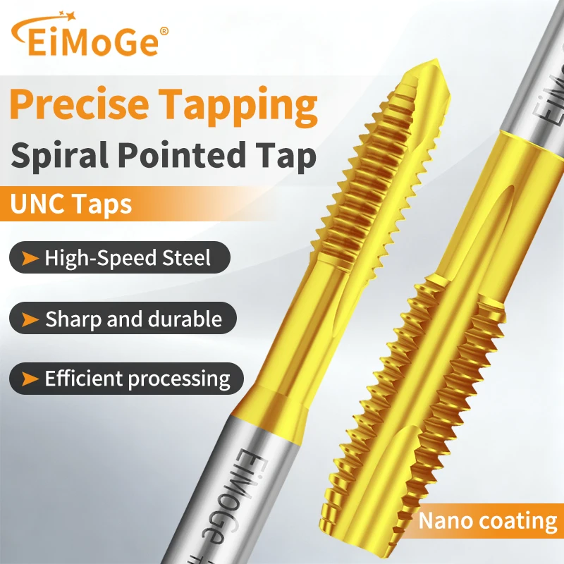 

EiMoGe HSSE Американские спиральные остроконечные метчики с луженым покрытием UNC/F 0-80 2-56 3-48 4-40 5-40 6-32 10-24 3/16~3/8 Винтовые метчики с мелкой резьбой