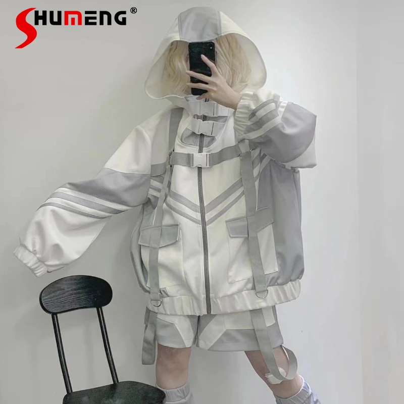 

Japanese Original Design Punk Functional Style Sportswear Jacket Mine Series 2D Subculture Long-sleeved Zipper Jaquetas Feminina