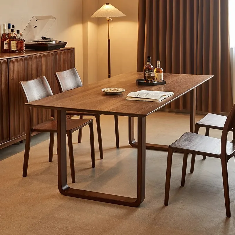 North American black walnut large board dining table antique all solid wood desk living room rectangular household log workbench