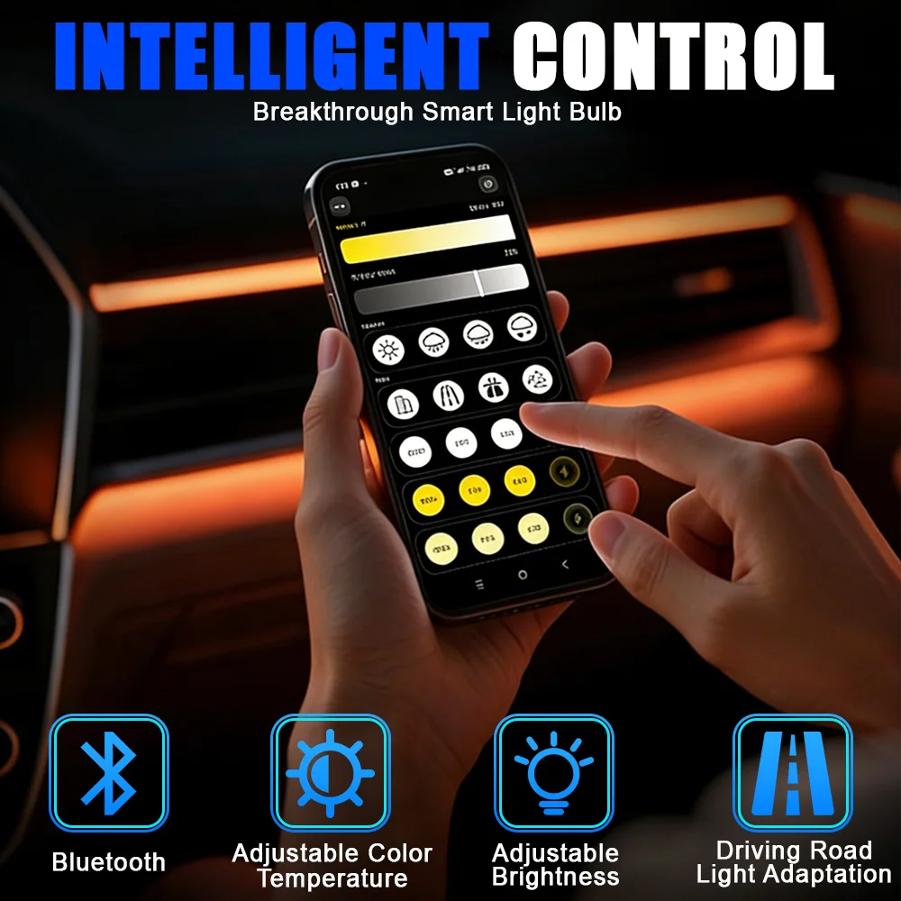 Adjustable Color H7 H4 LED Headlight Bulb APP Control H11 H8 H9 H1 H3 9005 HB3 9006 HB4 880 Car Light 3000K 4300K 6000K 3 Colors