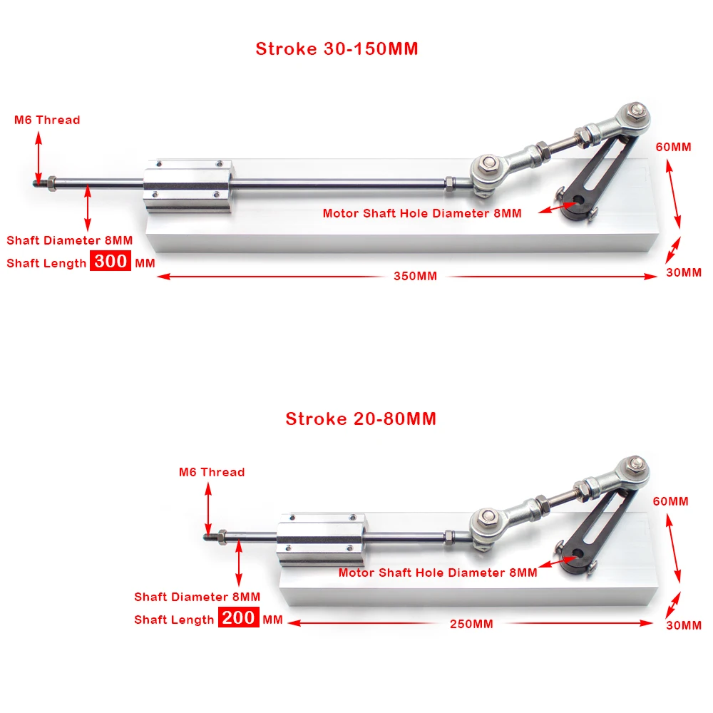 DIY Reciprocating Push Rod Machinery Parts with Crank and Line Axis Adjustable Reciprocating Cycle Linear Actuator Accessories