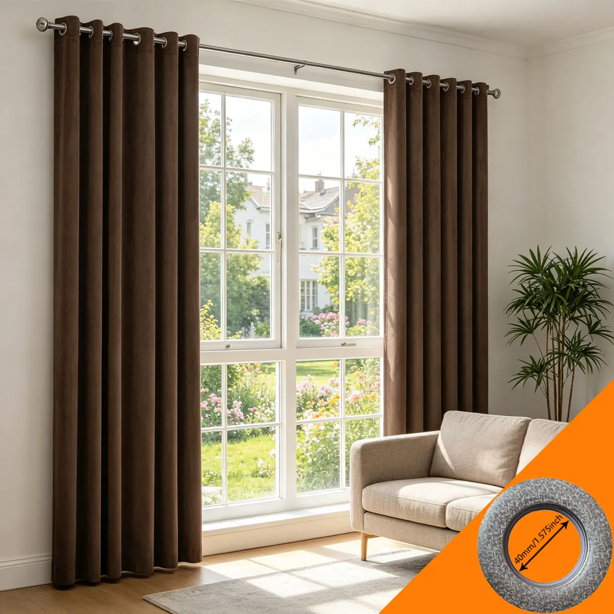 

1Pair Velvet Blackout Curtains, Retro Luxury Grommet Curtains for Bedroom & Living Room