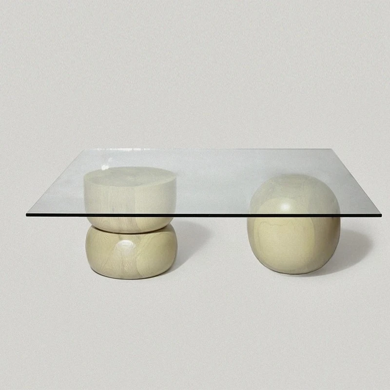 

Glass Special-shaped Table Natural Marble Coffee Table Villa Living Room Home Light Luxury Marble Personalized