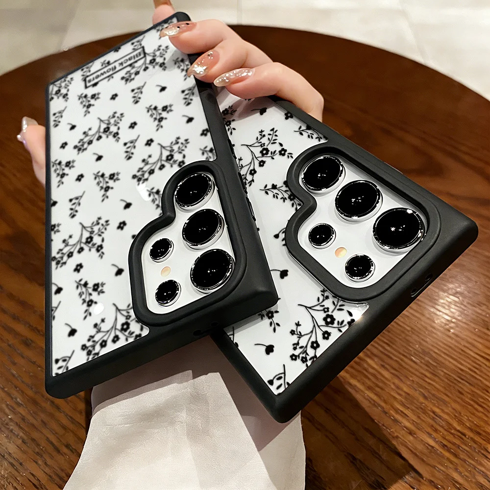 Flower Lanyard Phone Case For Samsung S26 Ultra S25 FE A57 A37 A56 5G A16 A17 A55 A26 A07 A15 S24 S23 Transparent Acrylic Cover