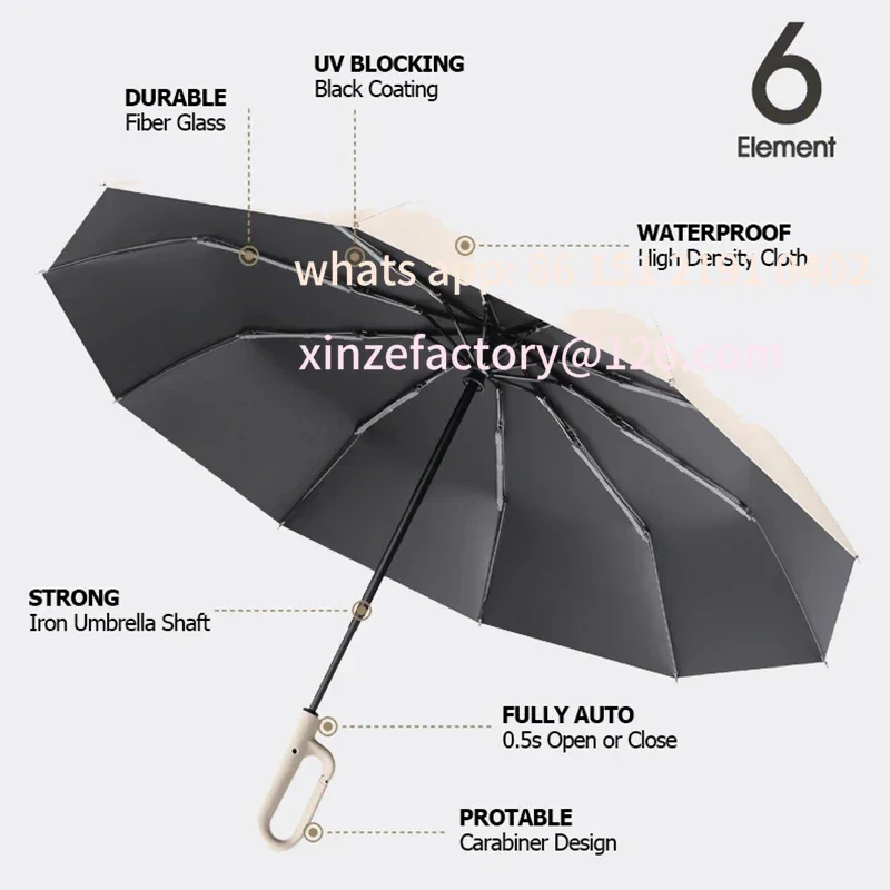 

Customizabl Men Women Umbrella Fully Automatic Reverse Folding Umbrella with Windproof Reflective Stripe UV Umbrell