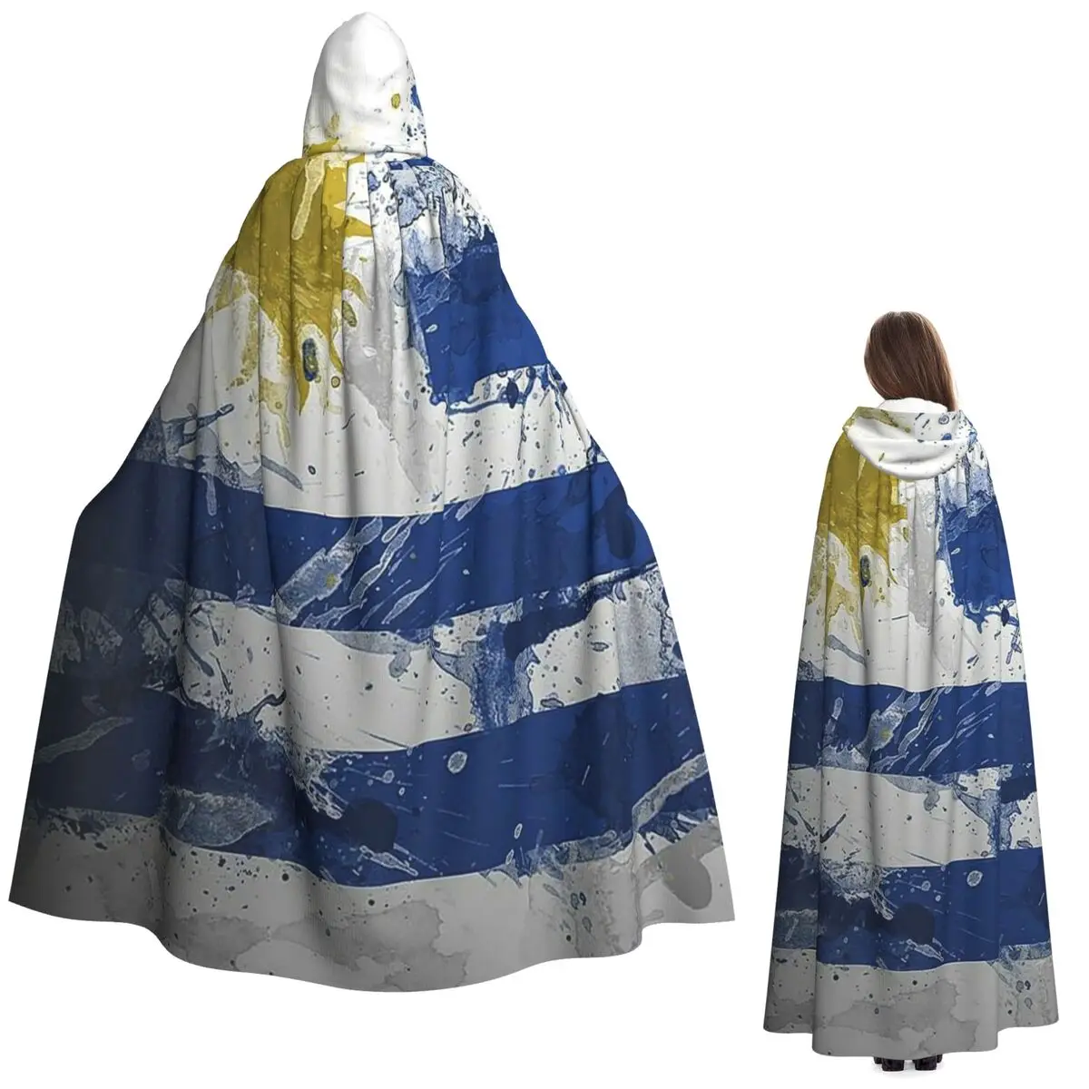 

Flag Of Argentina Design Long Hooded Cloak Witch Medieval Costume Cosplay Cape HalloweenParty Adult Unisex