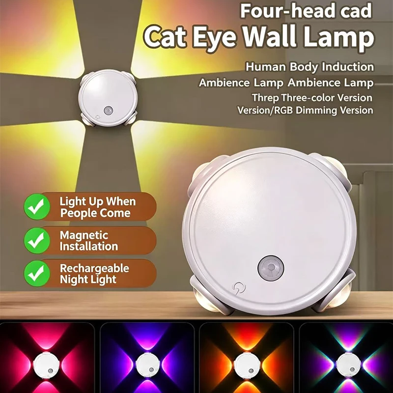 Smart Motion Sensor Light Indoor, RGB Changing LED Wall Sconce, USB Rechargeable Magnetic Lamp Hallway Stair Bedroom Living Room