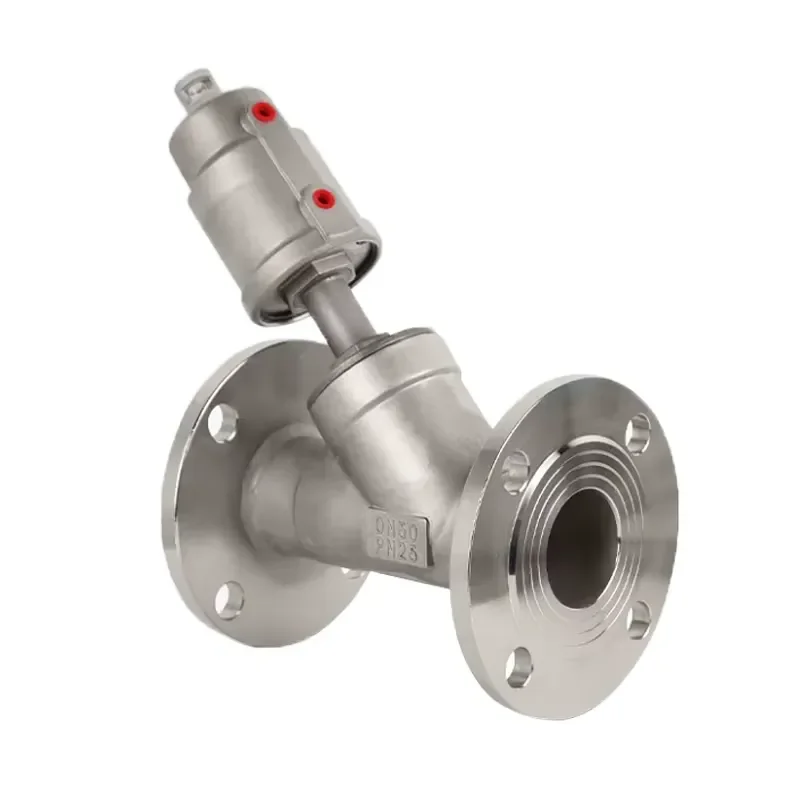 Stainless Steel Pneumatic Angle Seat Valve Flange Connection Industrial Fluid Control Air Operated Valve for Water Oil Gas