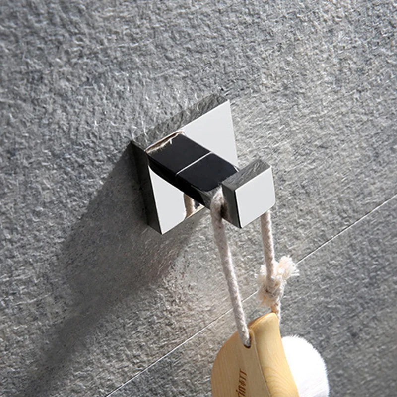 Square Stainless Steel Chrome Bathroom Hardware Set - Includes Towel Rack Towel Bar Tissue Holder Robe Hook for Bath Decor