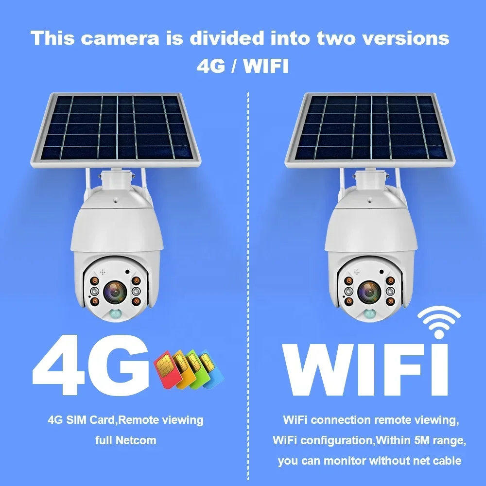 Innotronik Unique Innovative PTZ Wireless Outdoor Solar Powered Wifi Security Battery Camera 4G SIM card