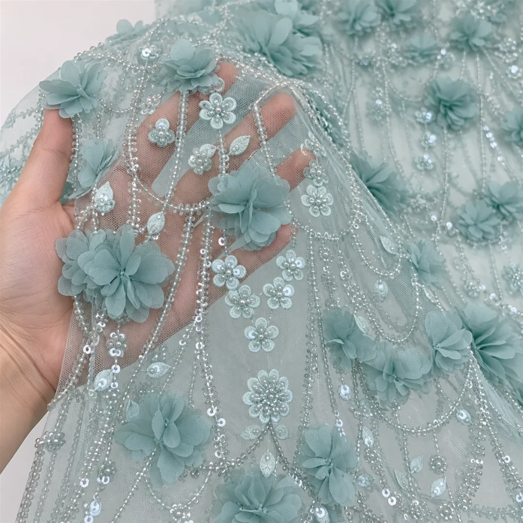 Embroidery Ai - Tecido de Renda Floral 3D Clássico