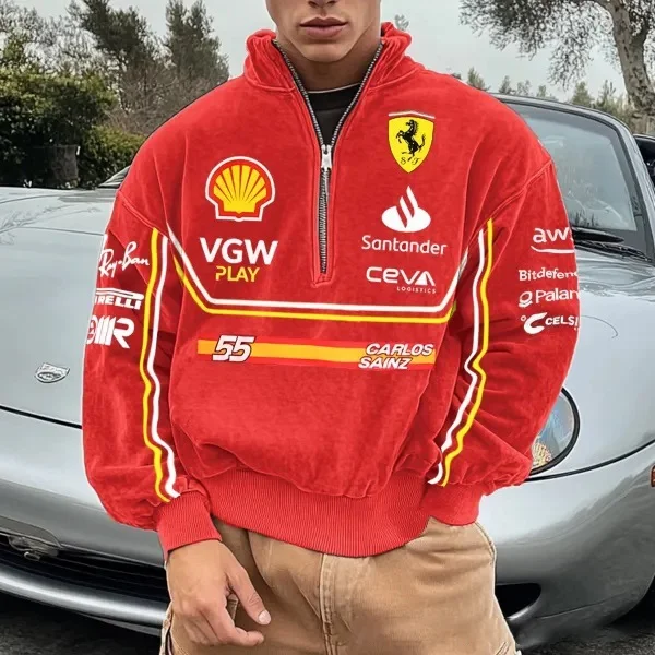 F1 طباعة المطرزة بدلة سباق الدراجات يندبروف ودافئة طويلة الأكمام سترة قطن لفيراري SP1 812 F40 F12TDF SF90 488