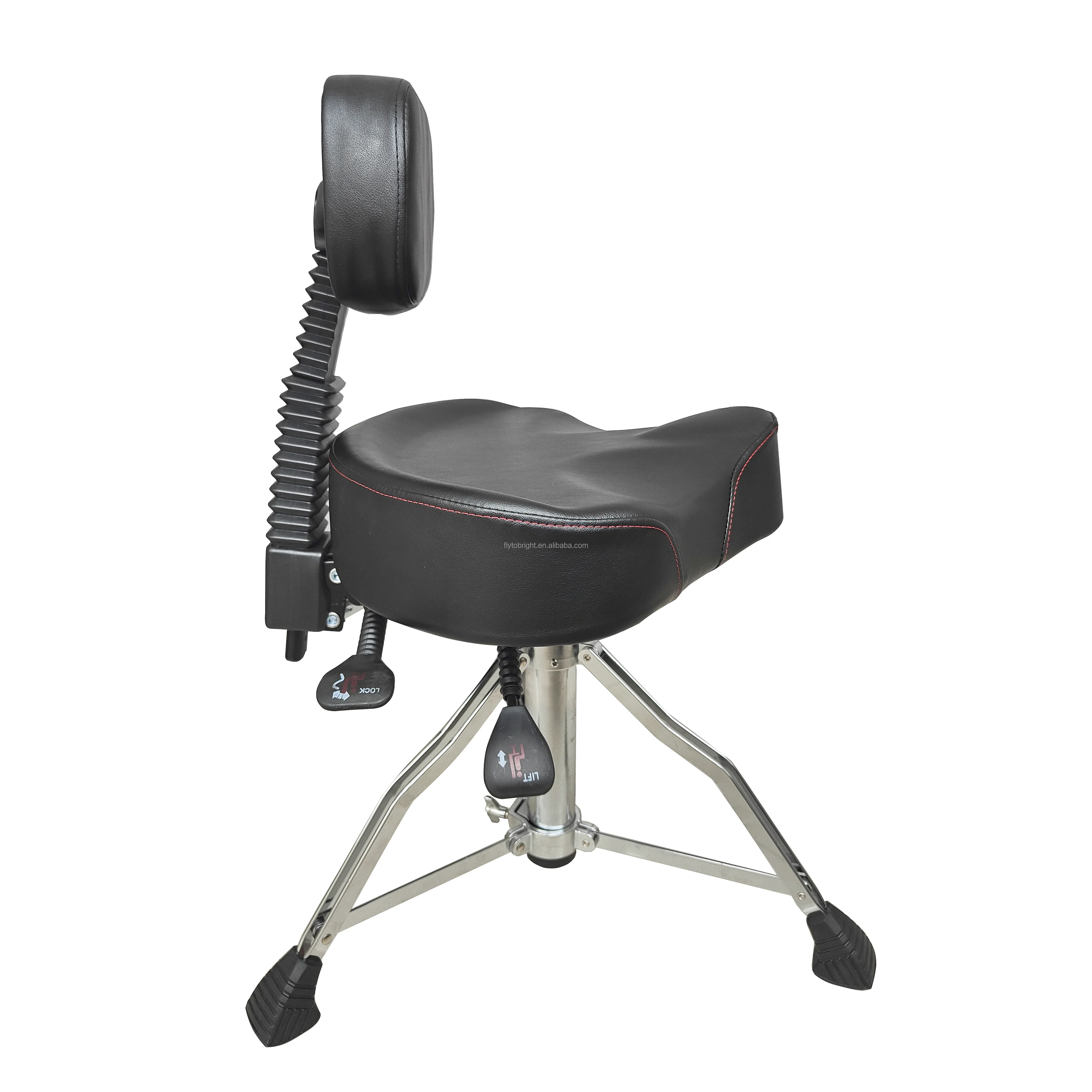 Heavy Duty Hydraulic Motorcycle Style Drum Throne Portable Removable Drum Stool With Backrest For Professional Drummers
