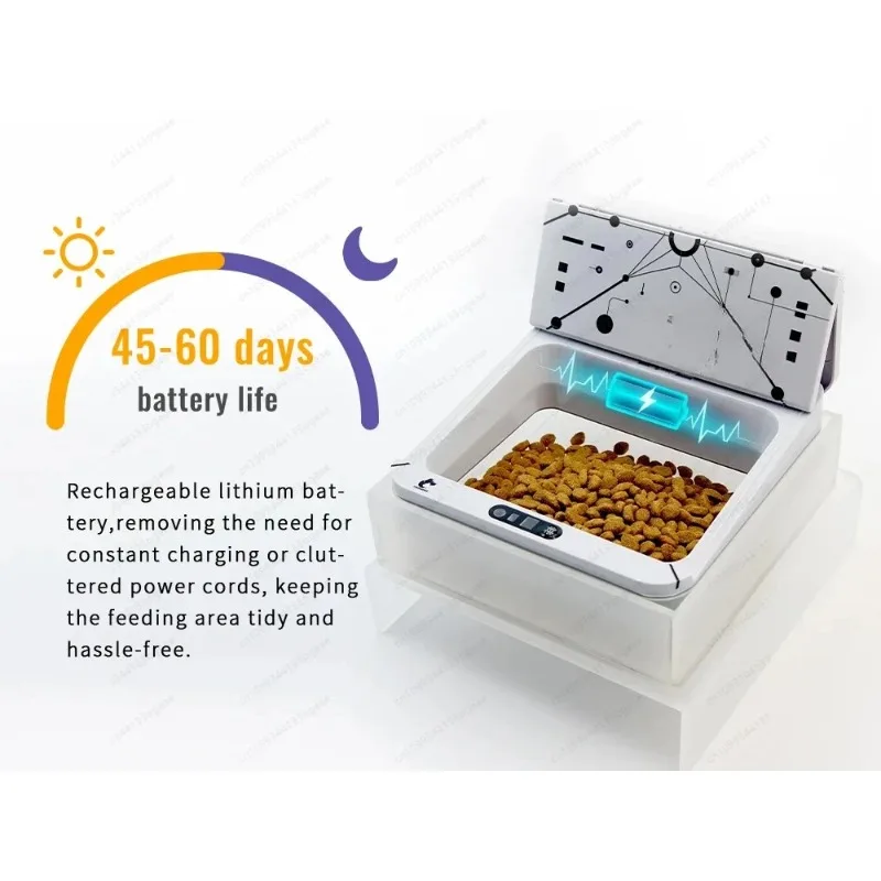 New Smart Automatic Pet Feeder With RFID Sensor, Elevated Base, and 650ml Capacity for Wet & Dry Food