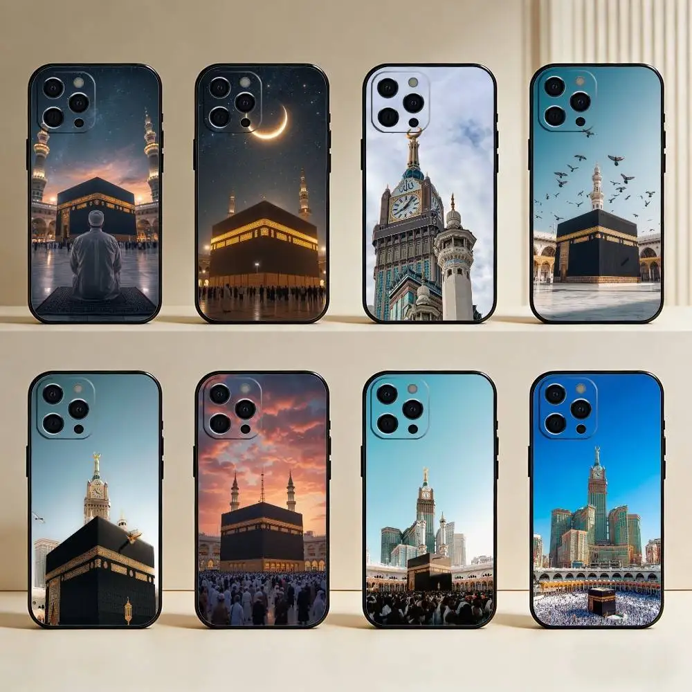 

Holy M-Mecca P-Pilgrims Phone Case For iPhone17,16,15,14,13,12 Plus,Max Soft Silicone Black Cover