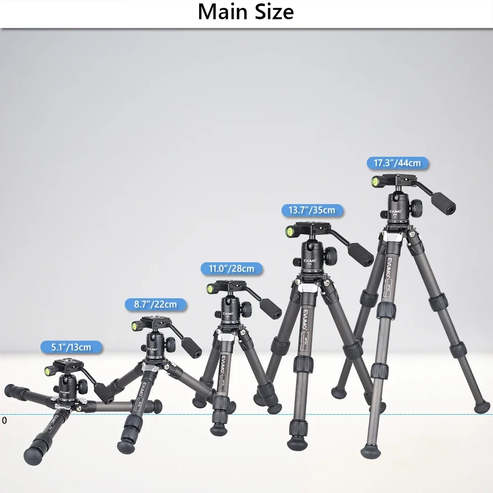 EVUMO Load 10kg MT5C Mini Tabletop Tripod 10-Layer Carbon Fiber Compact Desktop Tripod for Digital DSLR DV Video Smartphone New