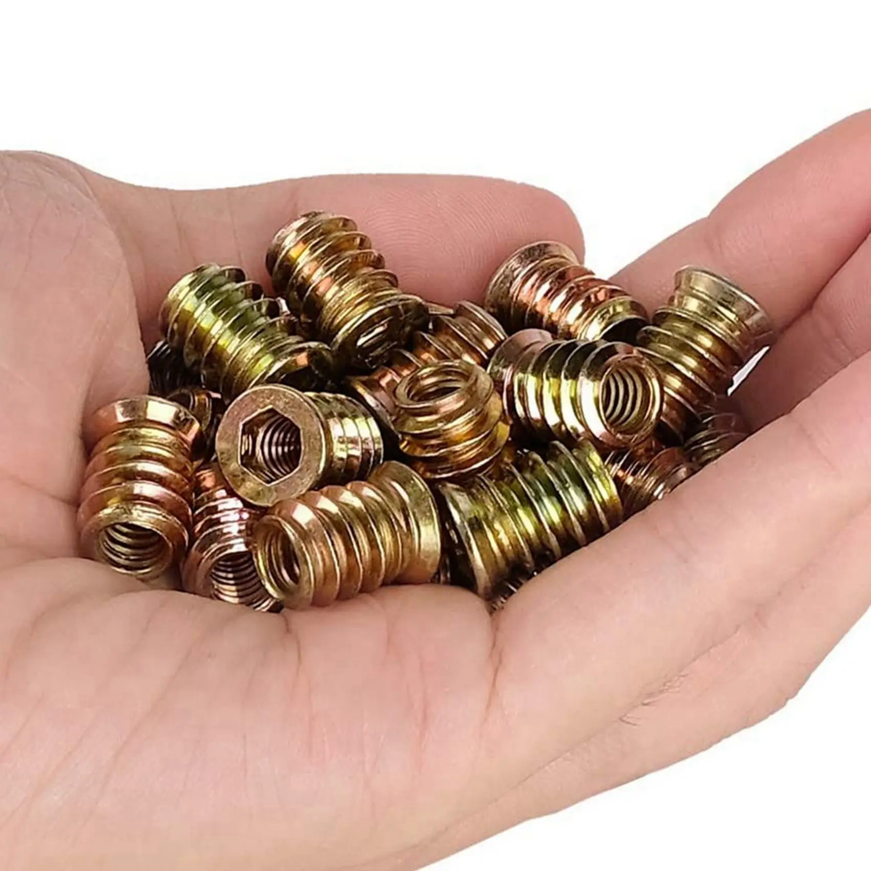 BAAJ-200Pcs M6 X 15Mm Furniture Screw In Nut Threaded Wood Inserts Bolt Fastener Connector Hex Socket Drive