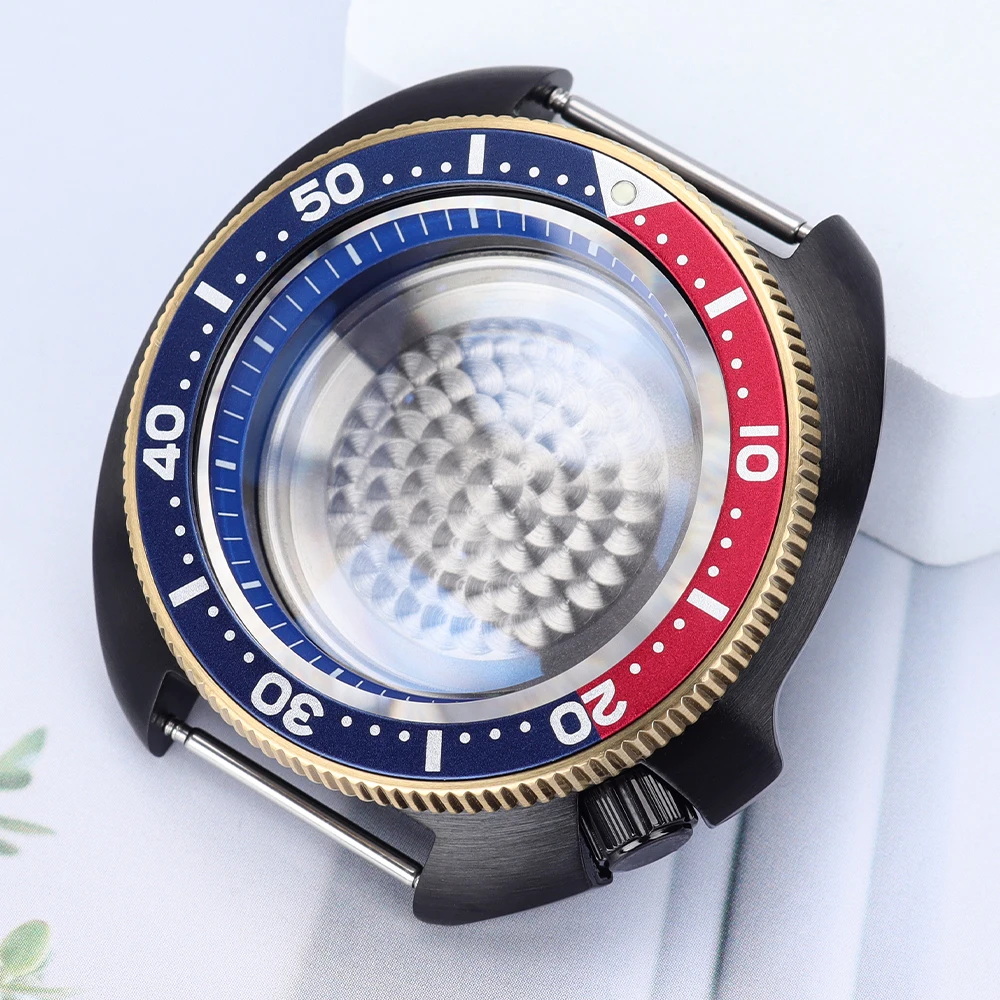 44mm Luxury Watch Case With Chapter Ring For Mod Tuna Mouth SKX6105 Seiko NH34 NH35 NH36 NH38 Movement 28.5mmDial Sapphire Glass