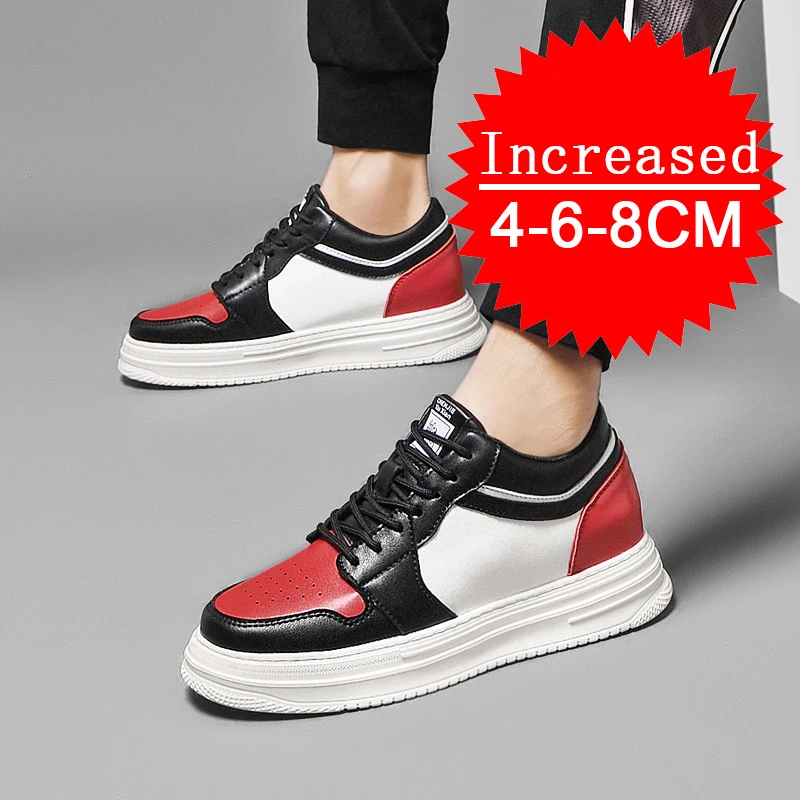 Men Height Increasing Sneakers Insoles Genuine Leather Elevator Shoe Leisure Fashion Comfortable Breathable Sports Running 36-43