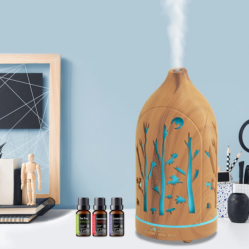 

Aromatherapy Diffuser with 7 Color LED Lights, Auto Shut Off, Quiet Ultrasonic Includes 3 Essential Oils